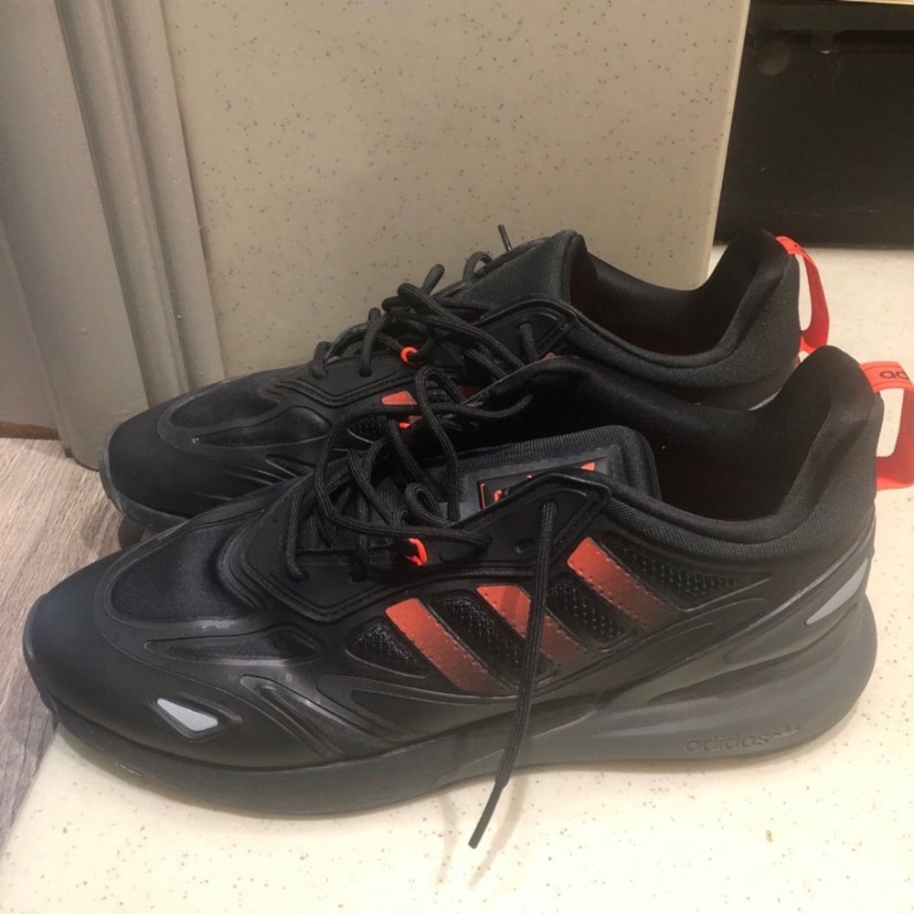 Adidas Men's Black and Orange Sneakers